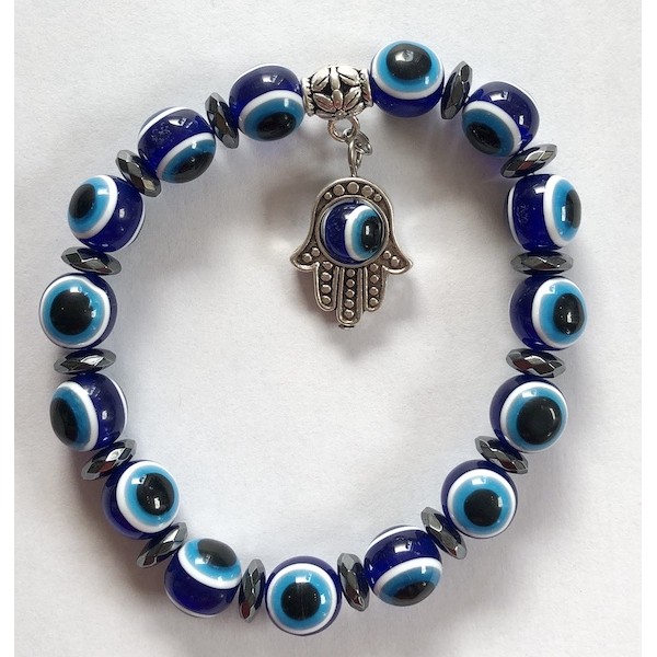 Bracelet Evil Eye Hamsa Hand Round Beads